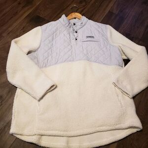 Magellan Outdoors Gray/ Off White Pullover Sherpa Women's Shirt Jacket Sz XXL